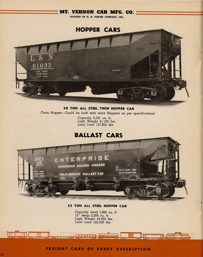 Steam Era Freight Cars Mt. Vernon Car Mfg. Co. Catalog